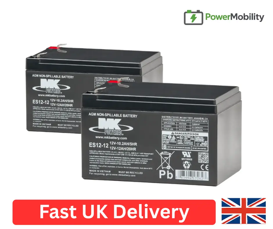 12Ah Mobility Scooter Batteries Pair | PowerMob UK