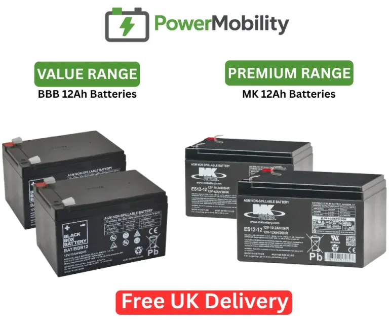 12Ah Mobility Scooter Batteries Pair | PowerMob UK